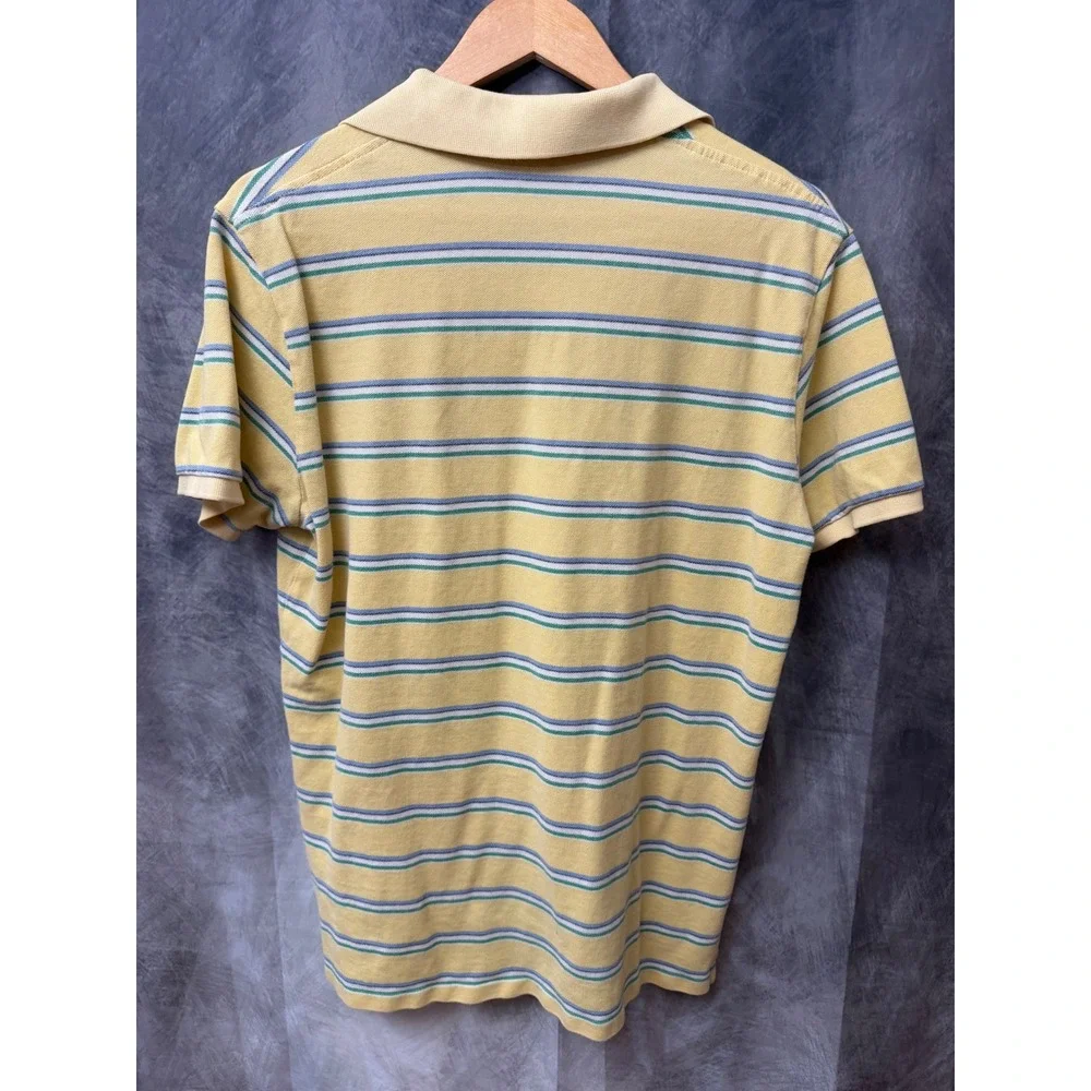 Polo Ralph Lauren Mens Custom Fit Striped Polo Shirt Yellow Blue Green Large